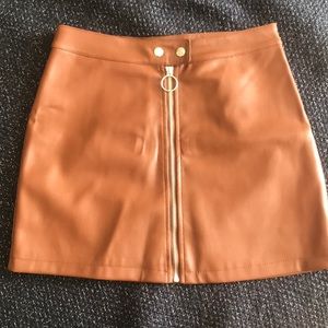 Tan leather skirt